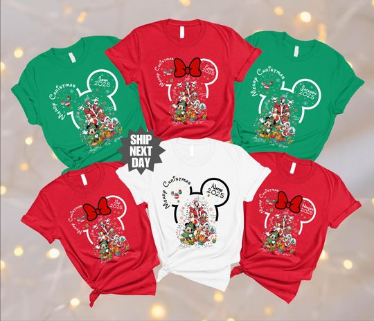 Discover 2025 Disney Christmas Shirt, Custom Disney Christmas Shirt, Matching Family Disney Christmas Shirt, Personalized Disney Christmas Shirt
