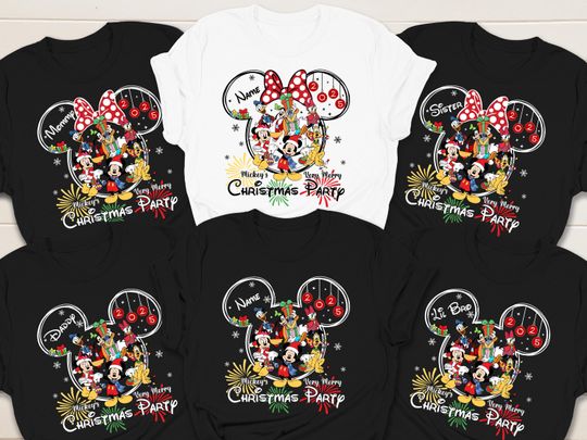 Discover Mickeys Very Merry Christmas Party Shirt, Custom Disney Christmas Party 2025 Shirt, Matching Family Xmas Tees, Disney Christmas Group Shirt