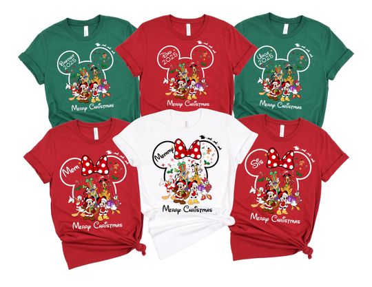 Discover Custom Disney Christmas 2025 Shirt, Personalized Disney Christmas Shirts, Matching Family Disney Christmas Shirts,Disney Trip 2026 Christmas