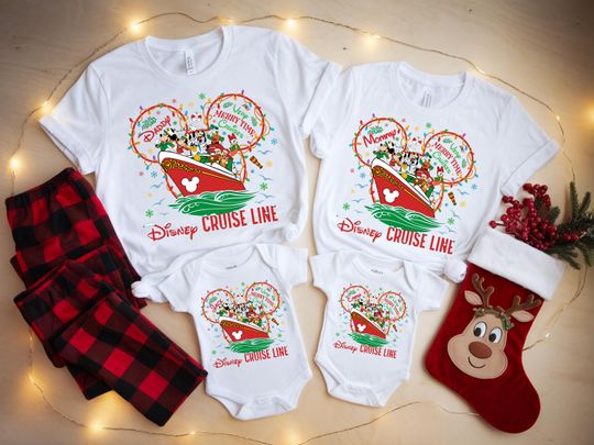 Discover Custom Disney Cruise Line Christmas Lights Shirt, Very Merry Time Cruise Christmas Tee,   Christmas Cruise 2025 Family Tee, Disney Christmas