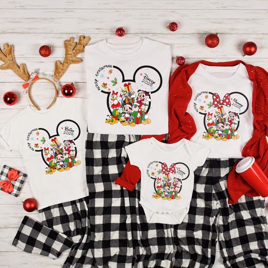 Discover Custom Disney Christmas Shirt, Personalized 2025 Disney Christmas Shirt, Matching Family Disney Christmas Shirt, Disney Trip 2026 Christmas