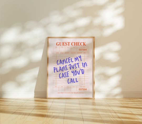 Discover Poster Cancel My Plans | Taylorr Swifts August Wall Art  Print | taylorr version Inspired Quote Guest Check Aesthetic Poster | Dopamine Decor
