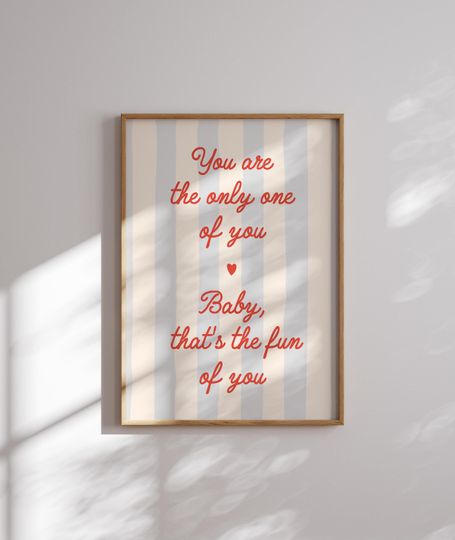 Discover Taylorr Swifts Poster,  You're the only one of you, Retro, Decoration, Poster, Nursery, Quote