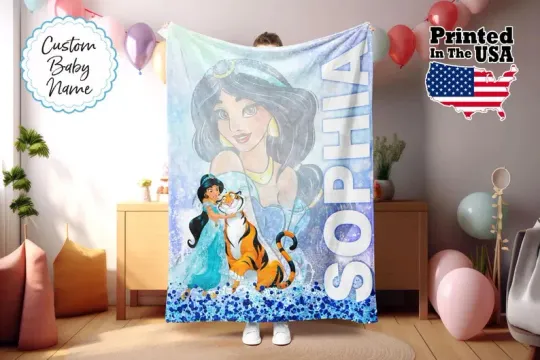 Discover Disney Jasmine Big Portrait Art Customize Fleece Blanket