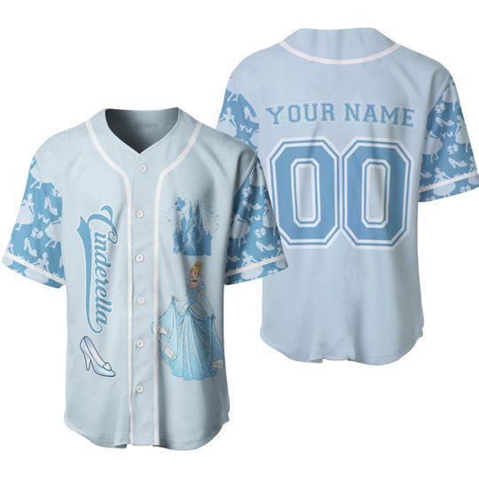 Custom Princess Cindrella Baseball Jersey, Cinde Princess Baseball Jersey