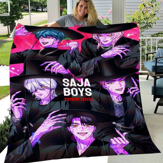 Saja Boys Kpop Fleece Blanket for Couch, Chair, or Bed, Back To School Gift For Kids