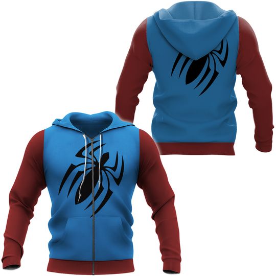 Scarlet Spider 3D Style Halloween Zipper Hooded Sweatshirt Unisex