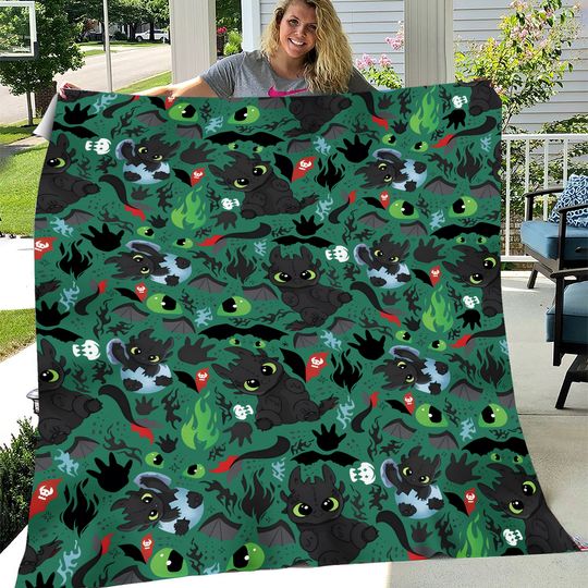 Toothless Blanket - Cute Cozy Dragon Throw for Kids and Adults