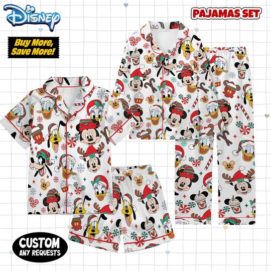 Discover DisneyMickey Mouse And Friends Christmas Candy Pajamas Set, Mickey's Very Merry Christmas Party Pajamas Adult, Birthday Pajamas Gifts