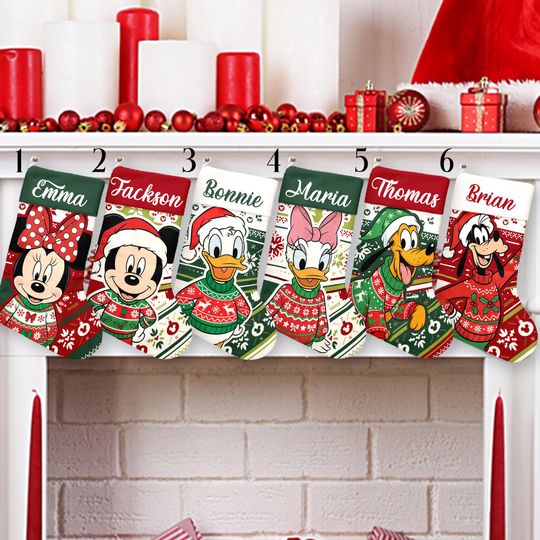 Discover Personalized Mickey & Friends Christmas Stockings, Disney Christmas Stockings With Name, Disney Family Christmas Gifts Stocking 2025