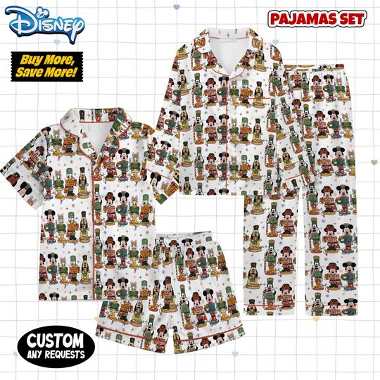 Discover Mickey and Friends Nutcracker Pajamas, Disney Christmas Family Pajamas, Xmas Holiday Outfit, Disneyland Christmas Trip Pajamas