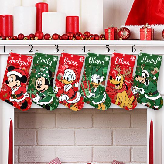 Discover Personalized Disney Christmas Stocking, Mickey and Friends Christmas Stocking, Family Christmas Stocking, Disney Xmas Decor, Disney Gifts