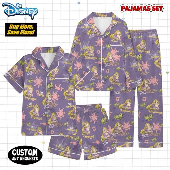 Discover Rapunzel Tangled Pajamas Set, Disney Princess Holiday Pajamas, Coquette Bow Pajamas Pants, Disney Rapunzel Pjs For Women Kids