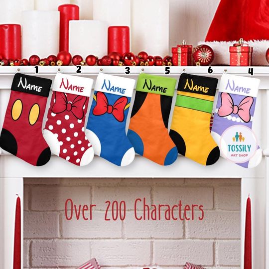 Discover All character Mickey & friends Pooh Toy story Disney Christmas Stockings, Custom Disney Christmas Stockings With Name, Santa Claus gift