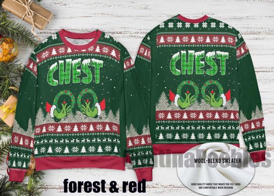 Chest Ugly Christmas Sweater, Hand Chest Sweater Shirt, Chest Nuts Couples Sweater, Xmas Sweater, Christmas Gift For Men Women Kid