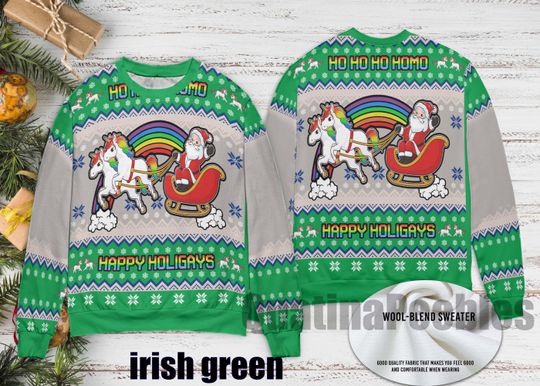 HO HO HO Happy Holigays Ugly Christmas Sweater, Santa Christmas Ugly Sweater Shirt, Family Matching Outfit, Santa Christmas Gift Dad