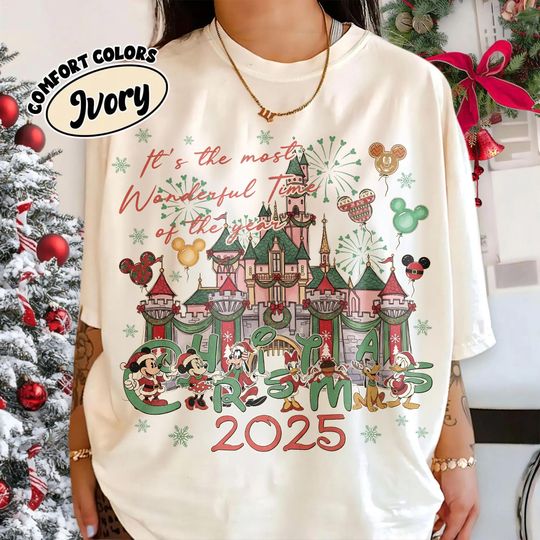 Discover Mickey & Friends Santa Christmas Shirts, Disney Very Merry 2025 Tee, WDW Disneyland Holiday Sweater, Its the Most Wonderful Time Disney Tee