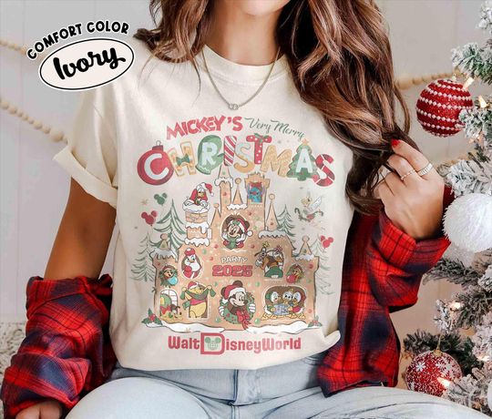 Discover Coquette Mickey's Very Merry Christmas Party 2025 Gingerbread Shirt, Disney Mickey and Friends Xmas Tee, Disneyland Vacation Family Tee