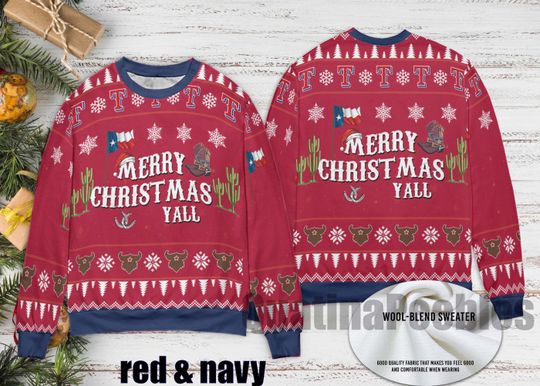 Discover Merry Christmas Y'all Texas Ugly Christmas Sweater, Texas Christmas Ugly Sweater, Merry Christmas Y'all Ugly Christmas Sweater