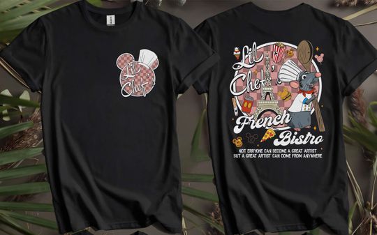 Double Sided Pixar Ratatouille Remy Lil Chefs T-Shirt for Men, Women, and Kids