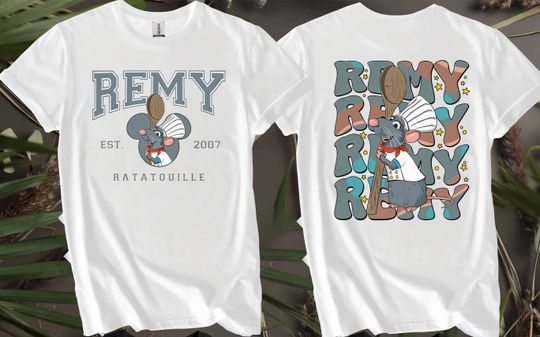 Discover 2-sided Pixar Ratatouille Remy Little Chef Custom T-Shirts for Men, Women, and Kids - Sizes S to 5XL | Ladies' T-Shirts Available AB9-2