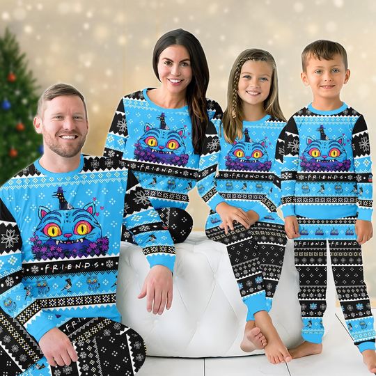 Discover Blue Tiger And Grey Bird Family Pajamas Set, Cute Tiger Matching Holiday Pajamas, Kpop Fan Loungewear, Animal Xmas Sweatshirt And Pants