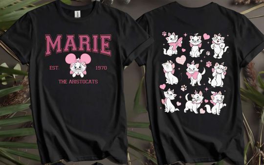 Discover 2-sided Disney Marie Cat Emotions Love Custom T-Shirts for Men, Women, and Kids - Sizes S to 5XL | Ladies' T-Shirts Available AB71-2