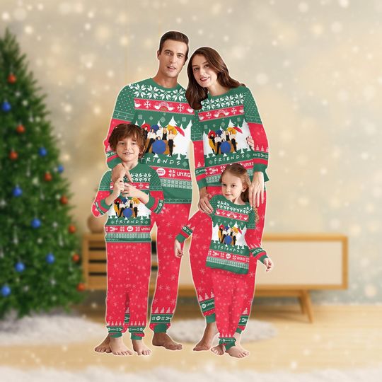 Friends Movie Christmas Matching Family Pajamas, Friends Sitcom Pajamas Set, TV Show Holiday Pajama, Friend Gift, Christmas Pajamas