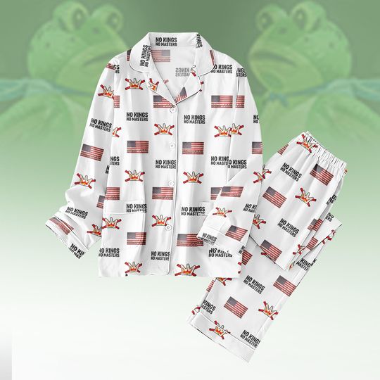Discover No Kings No Matters Pajamas Set, Retro American Flag Holiday Pajamas For Women, Portland Frog Family Pajamas Set, Patriotic Xmas Gift