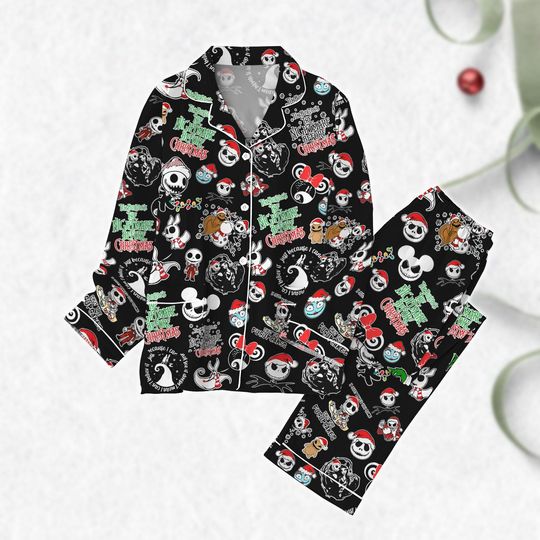 Discover Nightmare Before Christmas Pajamas Set, Jack Skellington And Sally Holiday Pajamas, Disney Xmas Sleepwear, Oogie Boogie Pjs, Xmas Gift