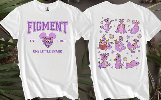 Figment Dragon 2-Sided T-Shirt with "One Little Spark" Design for Men, Women, and Kids