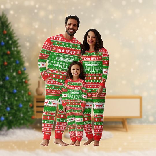 Shitters Full Christmas Family Pajamas Set, Griswold National Lampoon's Matching Pajamas, Christmas Vacation, Movie Xmas Quotes Pajamas