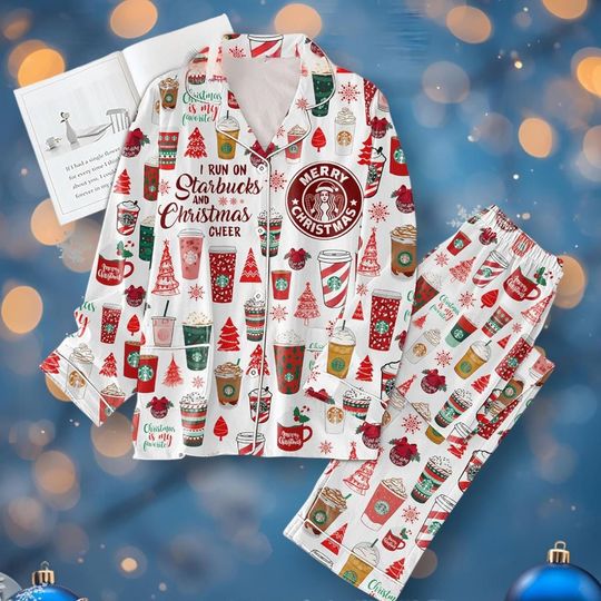 Starbucks Merry Christmas Pajamas Set, Pajamas for Adults and Kids, Lovely Christmas Gift