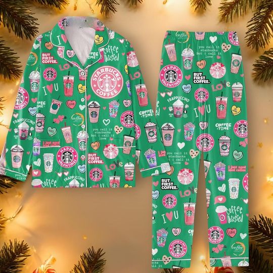 Starbucks Coffee Obsessed Pajamas Set, Pajamas for Adults and Kids, Sweet Gift for Friends, Family Gift