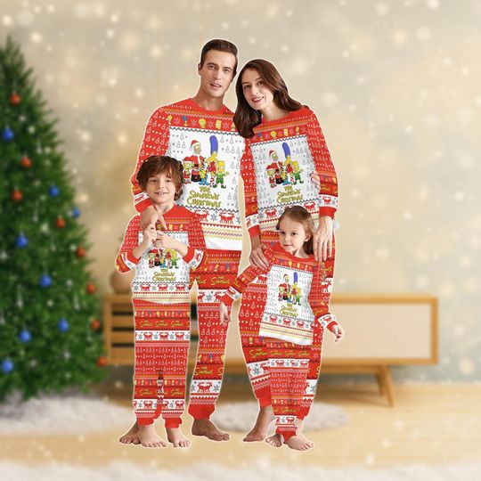 Discover The Simpsons Christmas Matching Family Pajamas Set, Simpsons Family Pajamas, Disney Movie Cartoon Shirt, Christmas Gift, Magic Kingdom