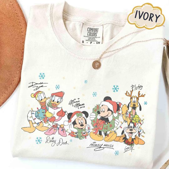Discover Vintage Disney Christmas Tree Shirt, Mickey And Friends Christmas Shirt, Disney Christmas Party 2025 Shirt, Disney Family Christmas Tee