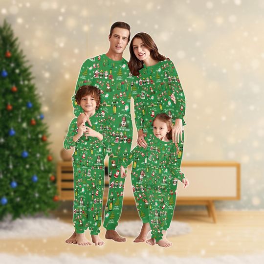Elf Christmas Matching Family Pajamas, Buddy Elf Pajamas Set, Santa's Coming Holiday Pajamas, Movie Xmas Pajamas For Women Men Kids