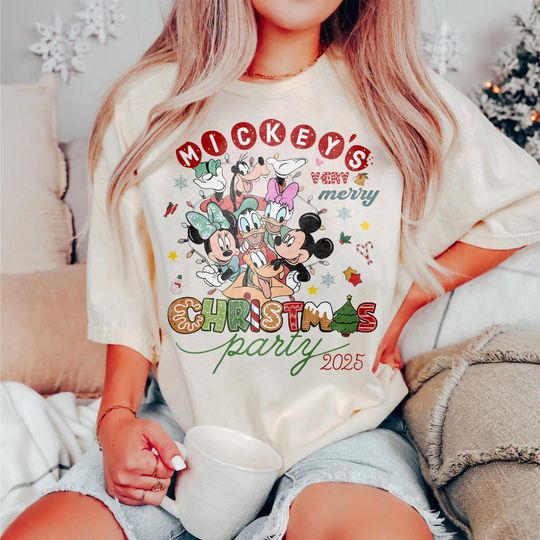 Discover Retro Mickey Very Merry Christmas 2025  Disney Family Holiday Matching Tee  Comfort Colors Xmas Shirt