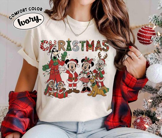 Discover Retro Walt Disney World Christmas Shirt, Mickey And Friends Family Matching Tee, Disneyland Vacation Trip Shirt, Very Merry Christmas 2025