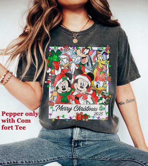 Discover Custom Mickey and Friends Season Greeting Photo Christmas T-Shirt, Disney Christmas Family Shirt, Mickey's Very Merry Christmas Party 2025