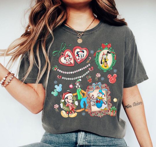 Discover Disney Christmas Characters T-Shirt, Mickey Donald Pluto Xmas Gift Tee, Disney Holiday Family Shirt, Christmas 2025 Outfits
