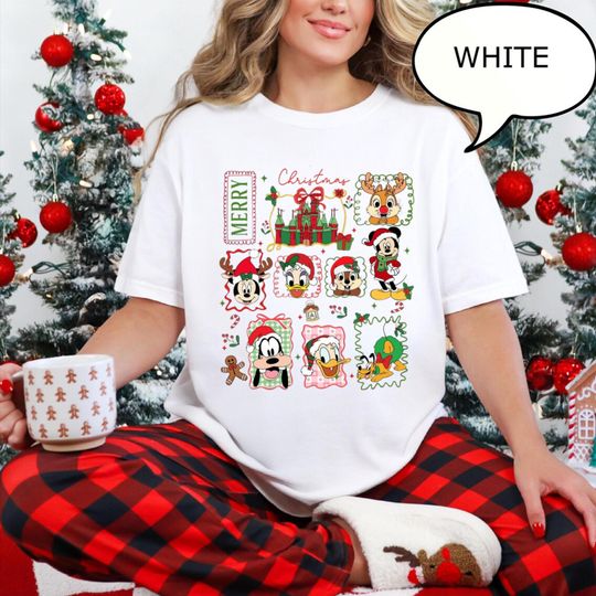 Discover Retro Disney Santa Mickey And Friends Shirt, Mickey's Very Merry Christmas Party 2025 Shirt, Disneyland Vacation Family Matching Trip Shirt