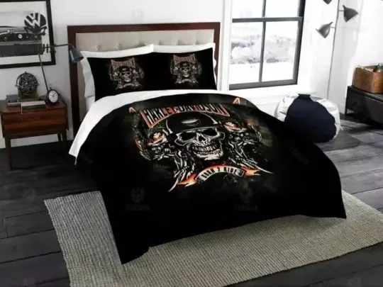 Discover Haarleyy Davidson With Motorcycle Skull Full Bedding Set