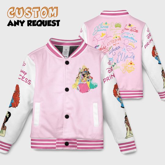 Discover Princess Disney Varsity Jacket For Adult Kids Youth Varsity Jacket, Coquette Bow Kids and Youth Baseball Jacket, Aldult Unisex Varsity