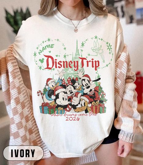 Discover Custom Disney Christmas Shirt, Personalized 2025 Disney Christmas Shirt, Matching Family Disney Christmas Shirt, Disney Trip Christmas Shirt