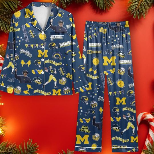 Michigan Wolverines Go Blue Pajamas Set, Pajamas for Adults & Kids, Sweet Gift for Friends, Family
