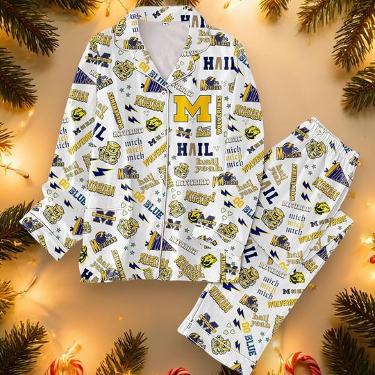 Michigan Wolverines Go Blue Pajamas Set, Pajamas for Adults & Kids