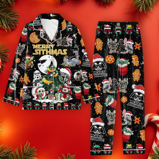 Merry Sithmas Galaxy Theme Baby Wise Green Hero Pajamas Set, Pajamas for Adults & Kids, Great for Cartoon Lovers