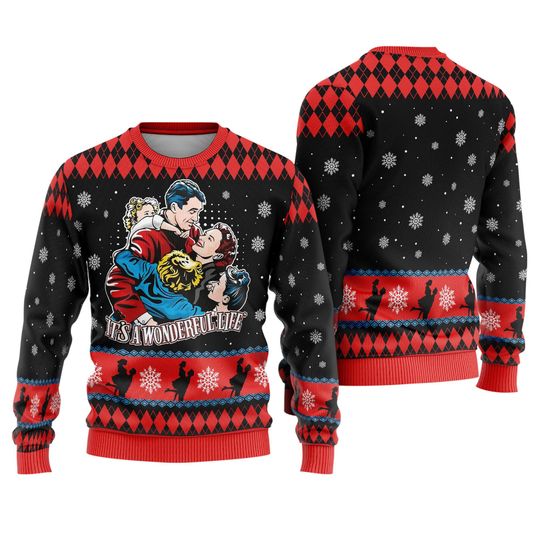 Its A Wonderful Life Ugly Christmas Sweater, James Stewart Ugly Sweater
