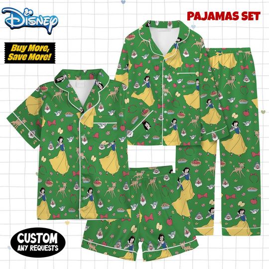 Discover Snow White Women Pajamas, Disney Princess Pajamas Set, Disney Land Holiday Pajamas, Seven Dwarfs Christmas Pajamas, Disney Girls Trip Gifts